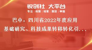 巴中：四川省2022年度應(yīng)用基礎(chǔ)研究、科技成果轉(zhuǎn)移轉(zhuǎn)化引導(dǎo)計劃項目申報人要求獎補政策