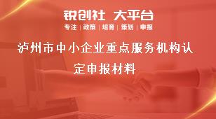 瀘州市中小企業重點服務機構認定申報材料獎補政策