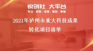 2021年瀘州市重大科技成果轉化項目清單獎補政策