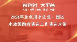2024年重點用水企業(yè)、園區(qū)水效領跑者遴選工作遴選對象獎補政策